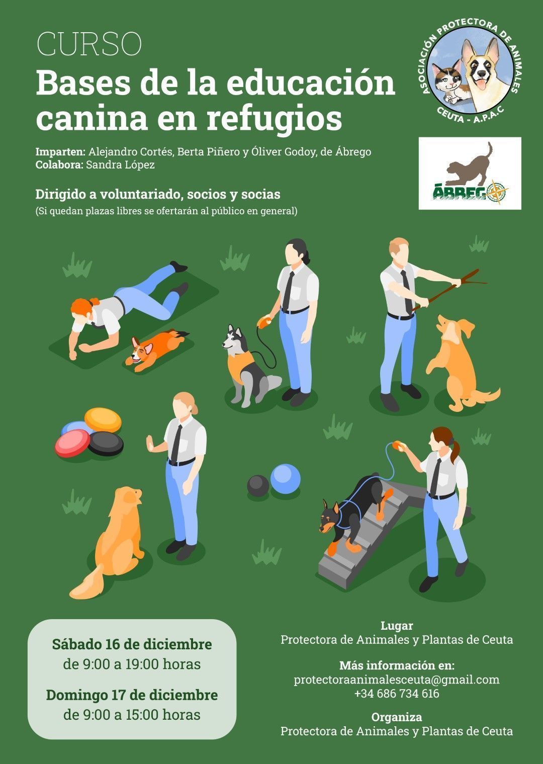 La Protectora de Animales organiza un curso de educación canina los días 16 y 17 de diciembre