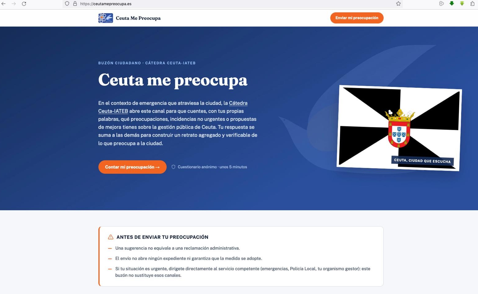 La Cátedra Ceuta-IATEB pone en marcha un buzón virtual para canalizar las inquietudes y propuestas